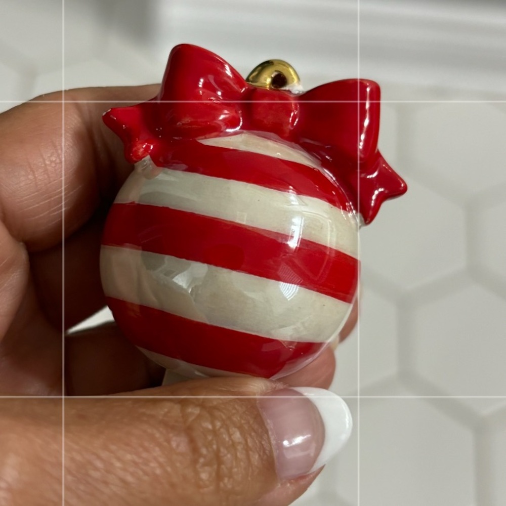Nora Fleming Christmas Ornament 
Red and white